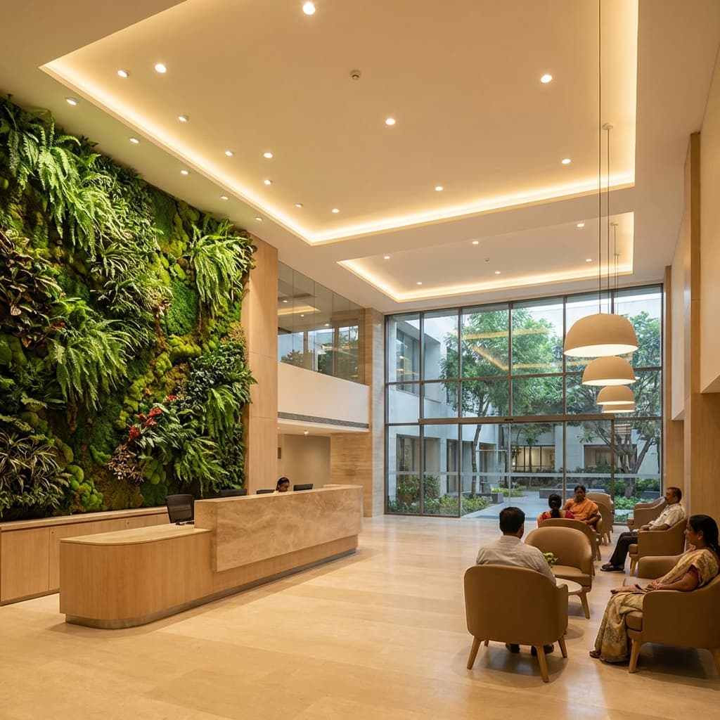 MGM Healthcare Lobby with Vertical Garden